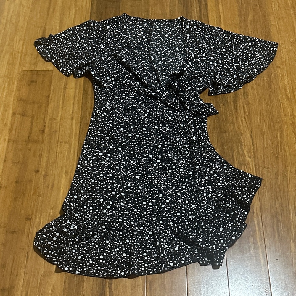 LAST CHANCE OFFER: Chic Asymmetrical Black and White Polka Dot Dress